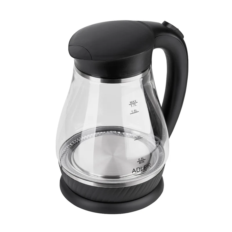 Glaskanna Adler AD 1274 svart kapacitet 1,7L, effekt 2200W