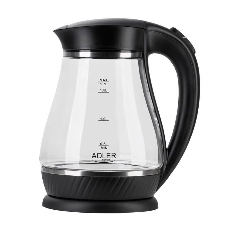 Glaskanna Adler AD 1274 svart kapacitet 1,7L, effekt 2200W