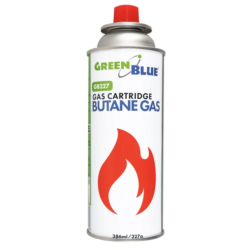Alpen Camping campingkök, effekt: 2,0 kW, gasförbrukning 146 g/h, piezoelektrisk tändning, TYROL+ 4 st gaspatroner à 227 g GreenBlue. Certifikat: Pi 0875, uppfyller standarden EN417