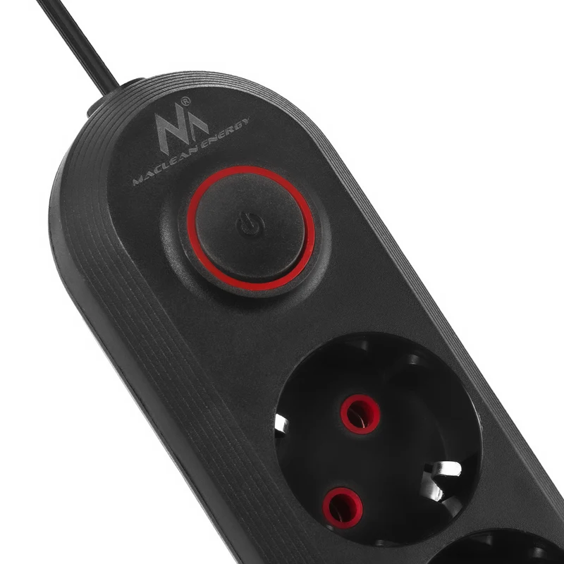 Maclean grenuttag, förlängningskabel 3 uttag + 3xUSB, 110-240V AC 50/60Hz, 2.1A max 2500W, 1.5m, svart, MCE394 B