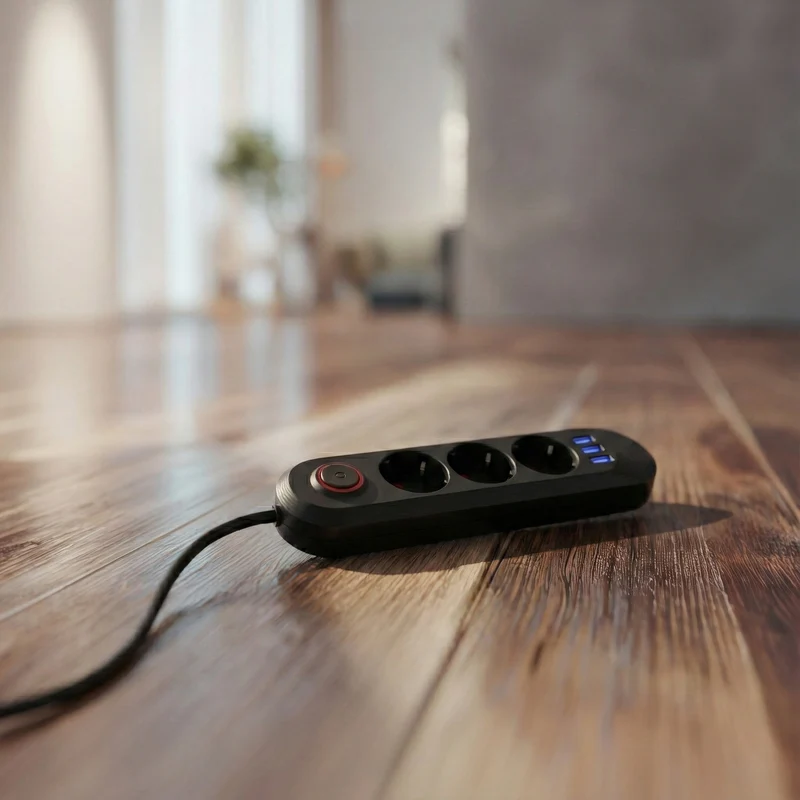 Maclean grenuttag, förlängningskabel 3 uttag + 3xUSB, 110-240V AC 50/60Hz, 2.1A max 2500W, 1.5m, svart, MCE394 B