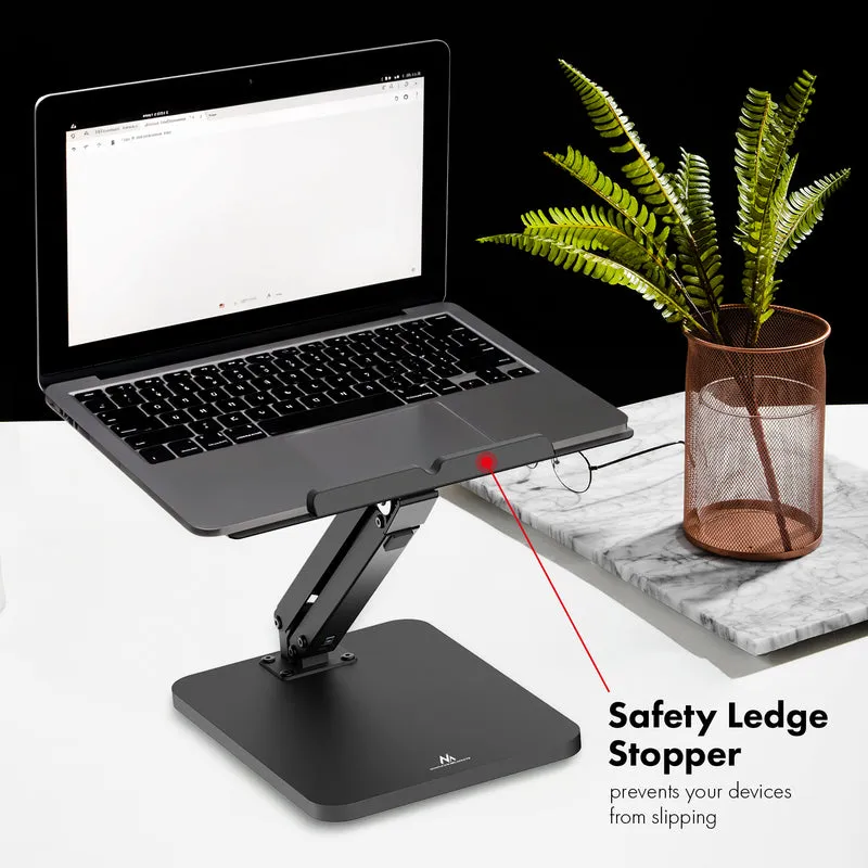 Maclean skrivbordsstativ för skärm eller laptop, gasfjäder, för stående och sittande, svart, MC-493