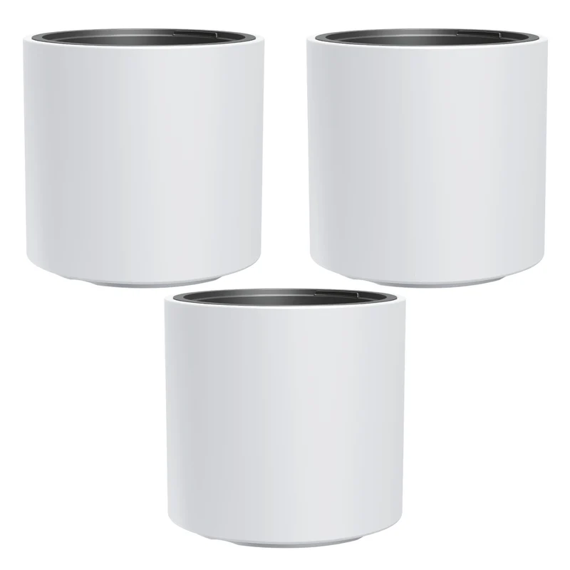 HEOS frostsäker blomkruka, vit, med insats, volym 31L, matt, DBHER470, 3 st
