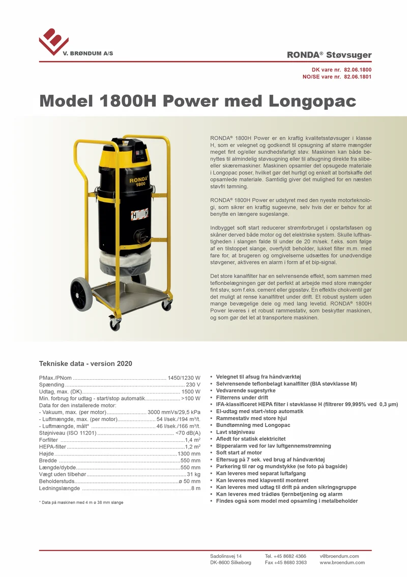Ronda 1800-H-C Power med stålbeholder eller LongoPack
