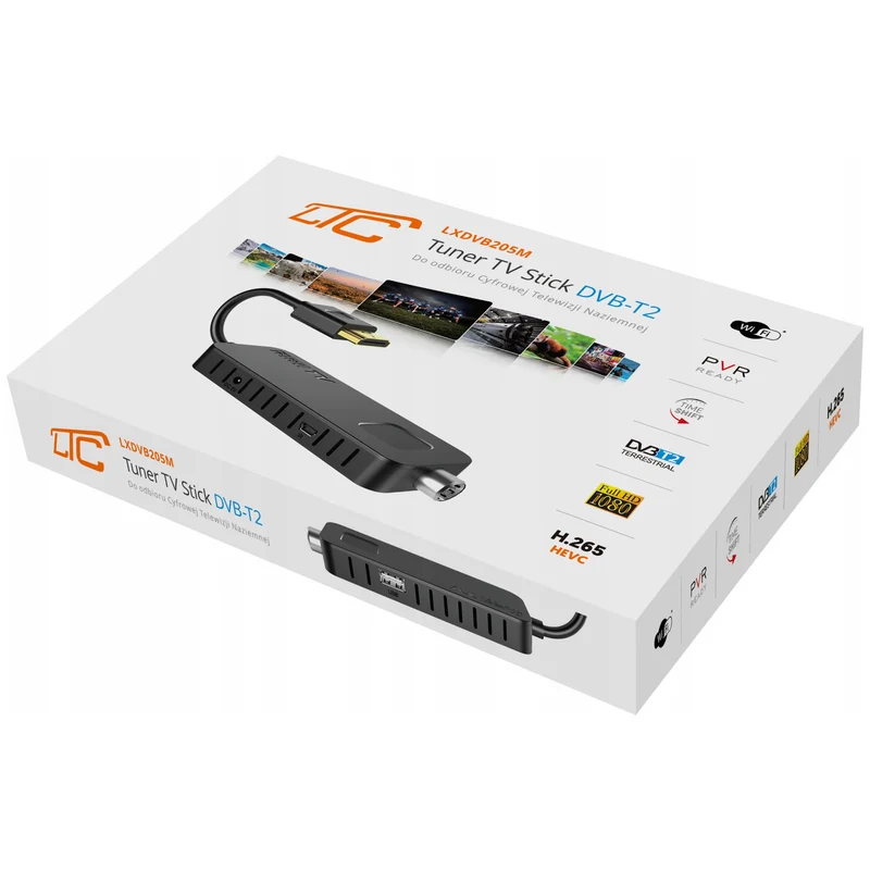 DVB-T2 LTC TV-stick, för markbunden TV, Full HD 1080-upplösning, Timeshift-funktion, LXDVB213M