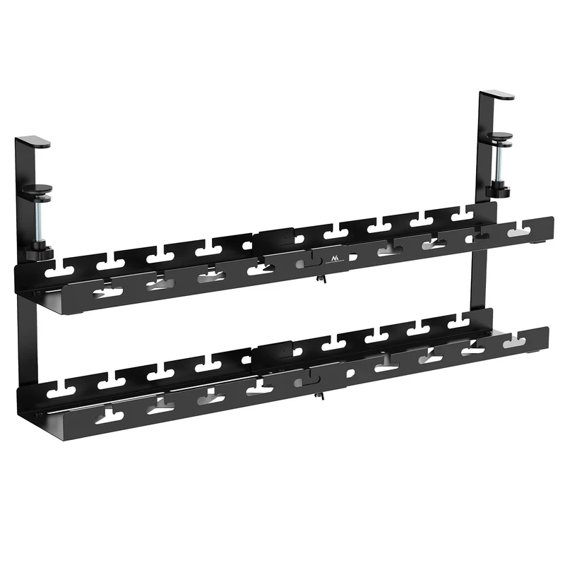 Maclean kabelhanterare under skrivbord, max. belastning 5 kg, max. 728 mm, 2 nivåer, svart, MC-102 B