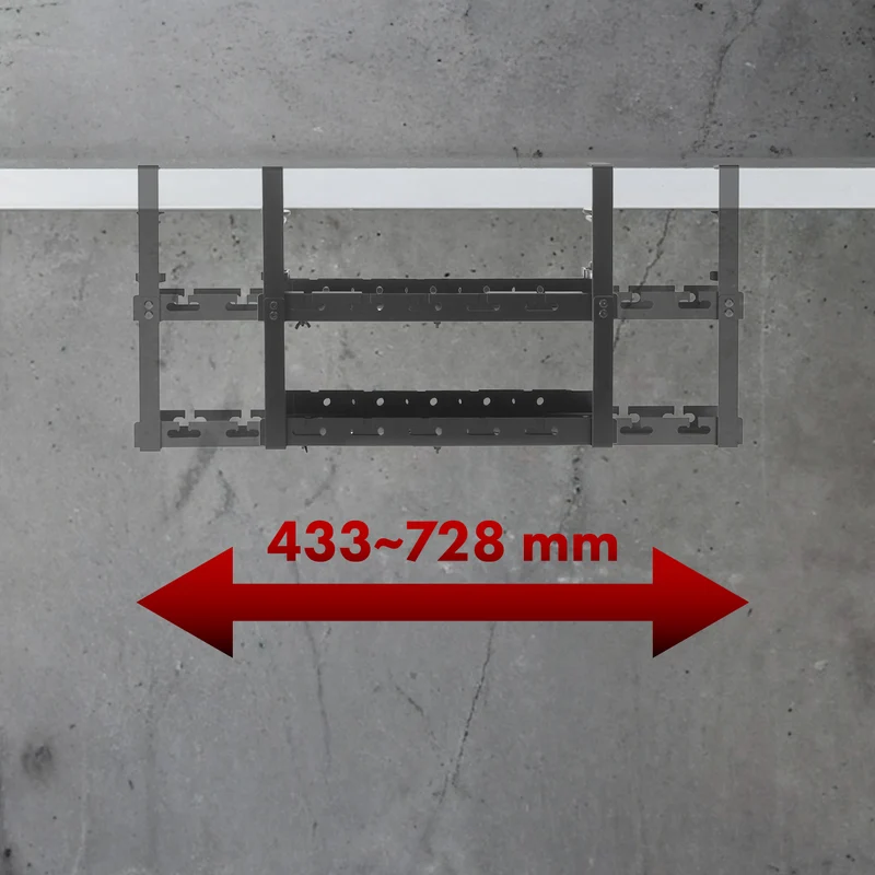 Maclean kabelhanterare under skrivbord, max. belastning 5 kg, max. 728 mm, 2 nivåer, svart, MC-102 B