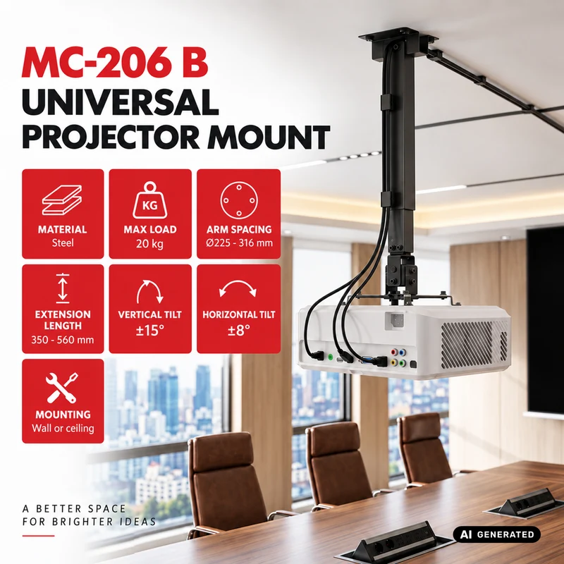 Maclean universalfäste/hängare för projektor, svart, upp till 20 kg, MC-206 B