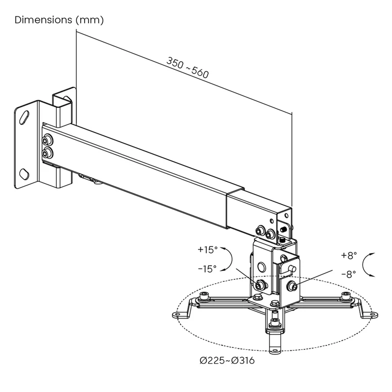Maclean universalfäste/hängare för projektor, vit, upp till 20 kg, MC-206 W