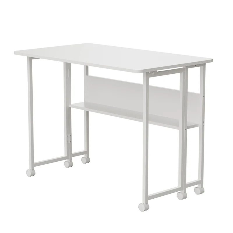 Maclean fällbart bord skrivbord, vit, mobil, skiva 100x58cm, max. 50kg, MC-126 W