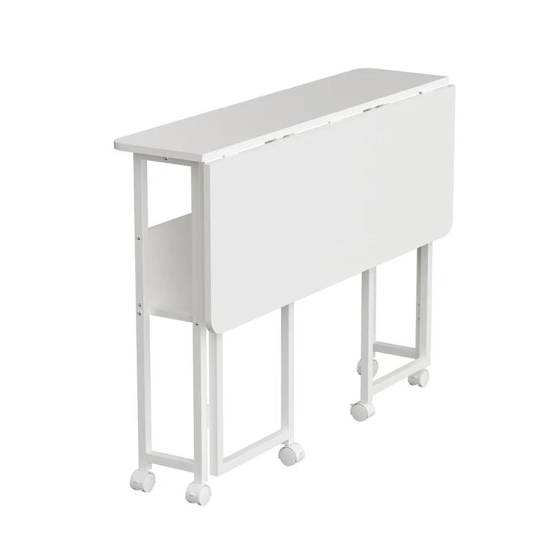 Maclean fällbart bord skrivbord, vit, mobil, skiva 100x58cm, max. 50kg, MC-126 W