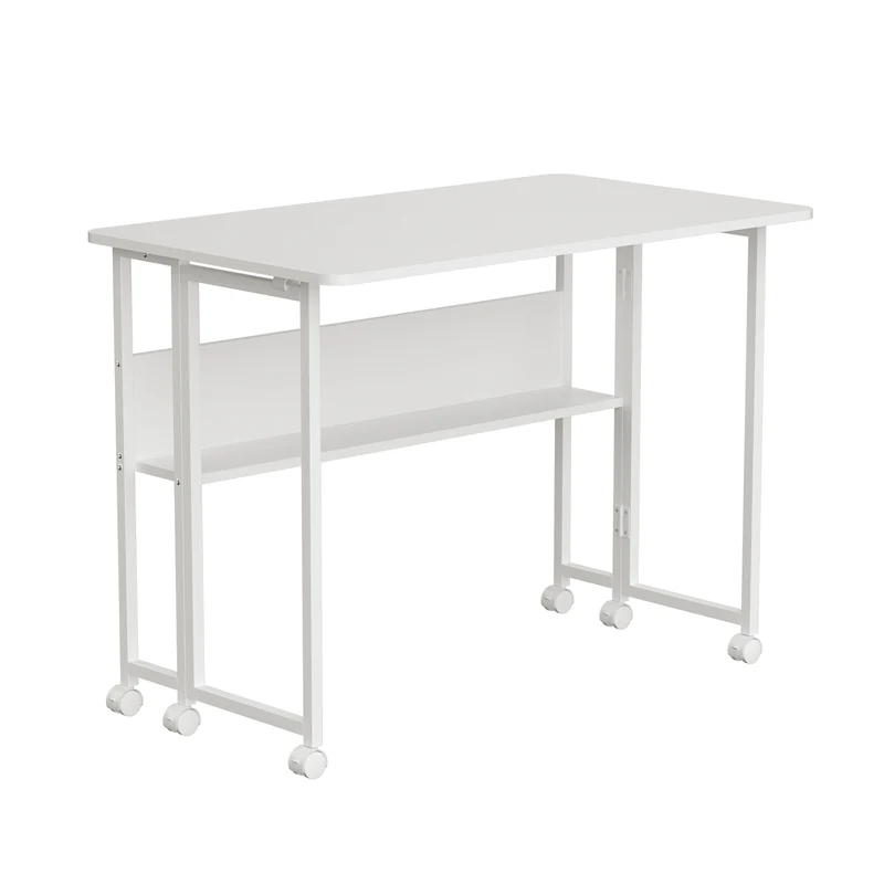 Maclean fällbart bord skrivbord, vit, mobil, skiva 100x58cm, max. 50kg, MC-126 W