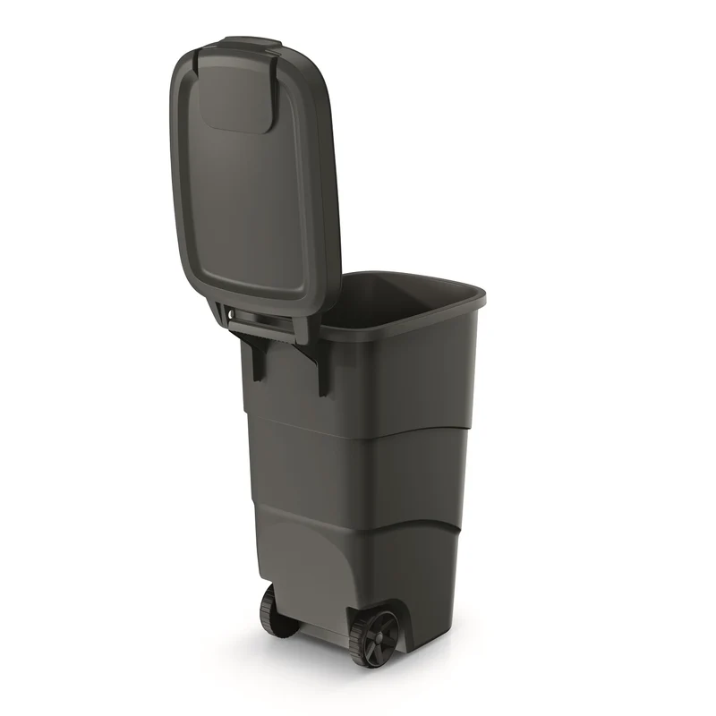Prosperplast Wheeler 90 L Soptunna Med Hjul Och Lock Soptunna Stor Soptunna Universell Tunna Plast Svart