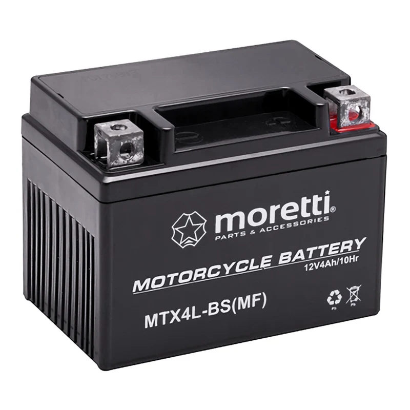 Moretti-batteri, 12 V, 4 Ah, AGM (gel), startström 50 A, AKUYTX4L-BSXMOR000