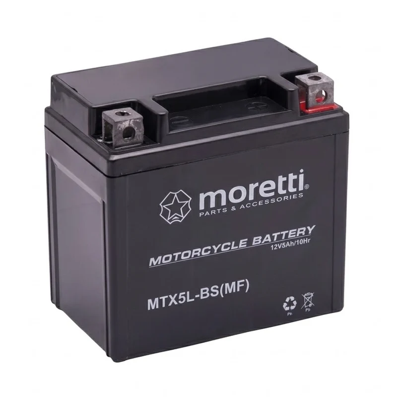 Moretti-batteri, 12 V, 5 Ah, AGM (gel), startström 70 A, AKUYTX5L-BSXMOR000