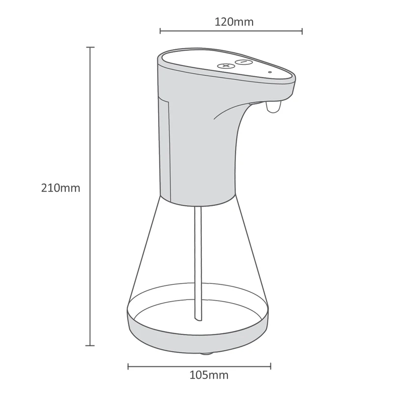 Promedix automatisk dispenser, dispenserbehållare för flytande tvål, desinfektionsvätskor, 480 ml, 4xAA PR-530 + 4x Varta Industrial LR6/AA R-06 batterier
