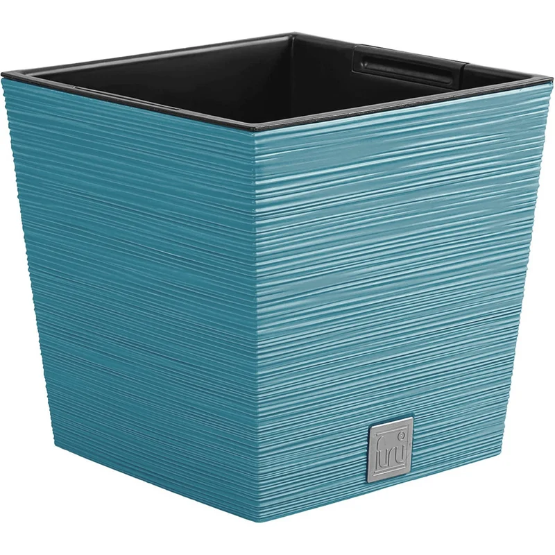 Prosperplast Furu Square Low Blomkruka Med Insats 24 x 24 x 23,5 cm Kapacitet 7,5L Skandinavisk Blå