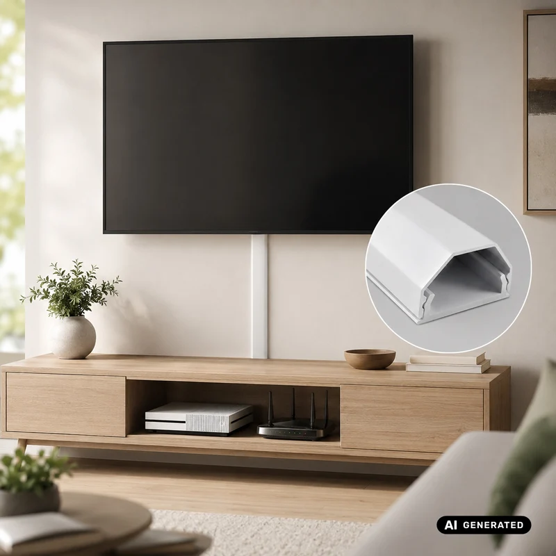 Maclean-kabelkåpa i aluminium, 33x18x750 mm, vit, MCTV-897 W