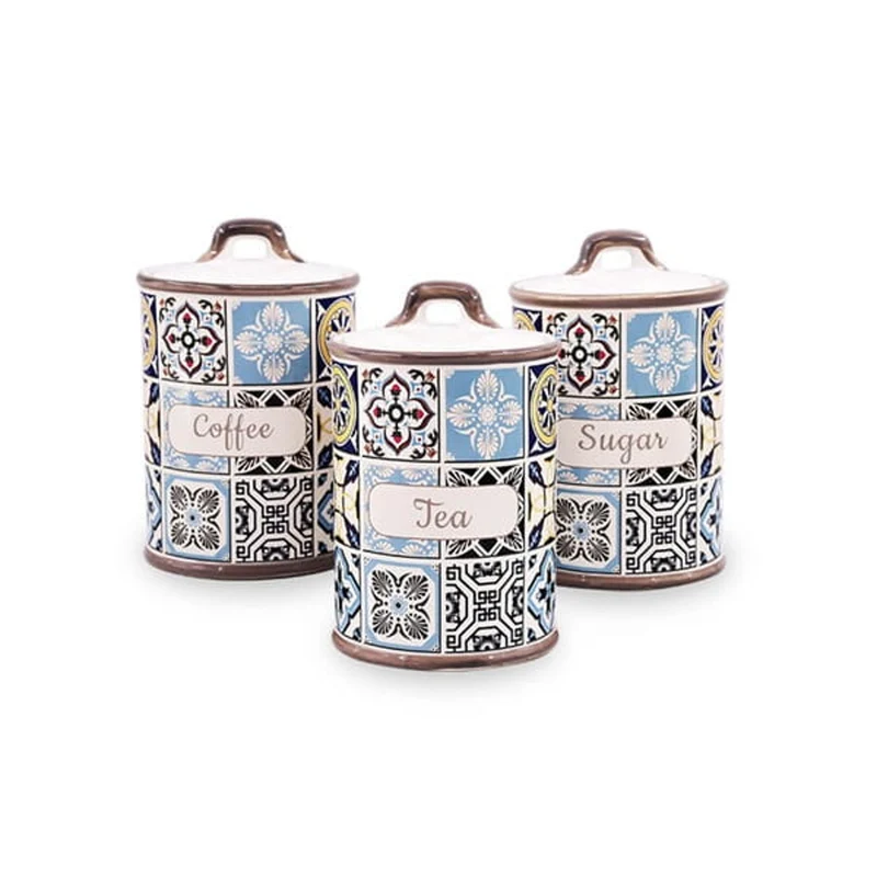Semester i Porto Maestro keramikbehållare, 3 delar, kapacitet 800 ml, silikontätning, MR-20005-03CS