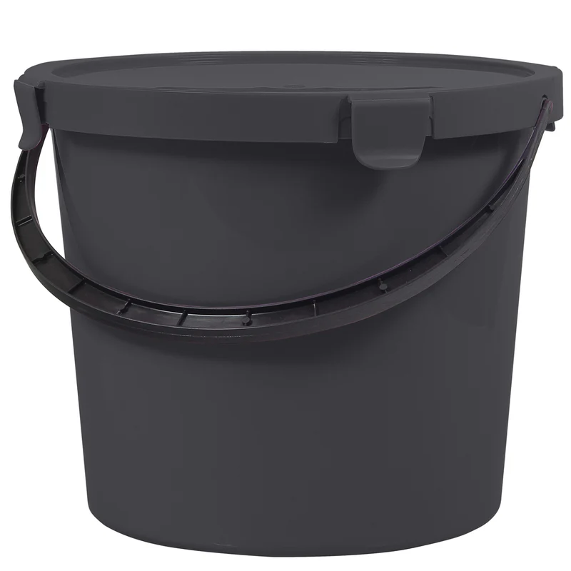 Plast Team Berry 10L hink med lock och handtag, mörkgrå