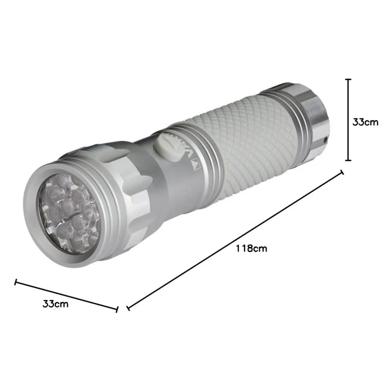 UV-LED-ficklampa 15638 i aluminium, UV-våglängd 395–400 nm, Multi LED-teknik + Varta-batterier ingår