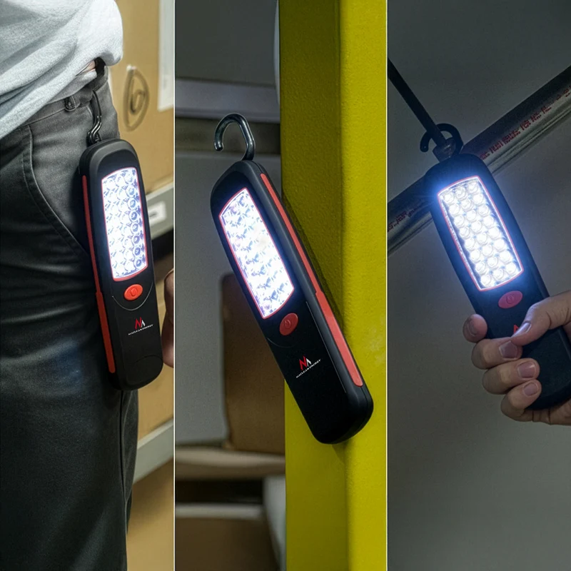 2 st Maclean-verkstadslampor med 24 LED-lampor, magnet, krok, MCE03 + 6 st R-06-batterier (R06, AA, LR06) 1,5 V VARTA Longlife Power