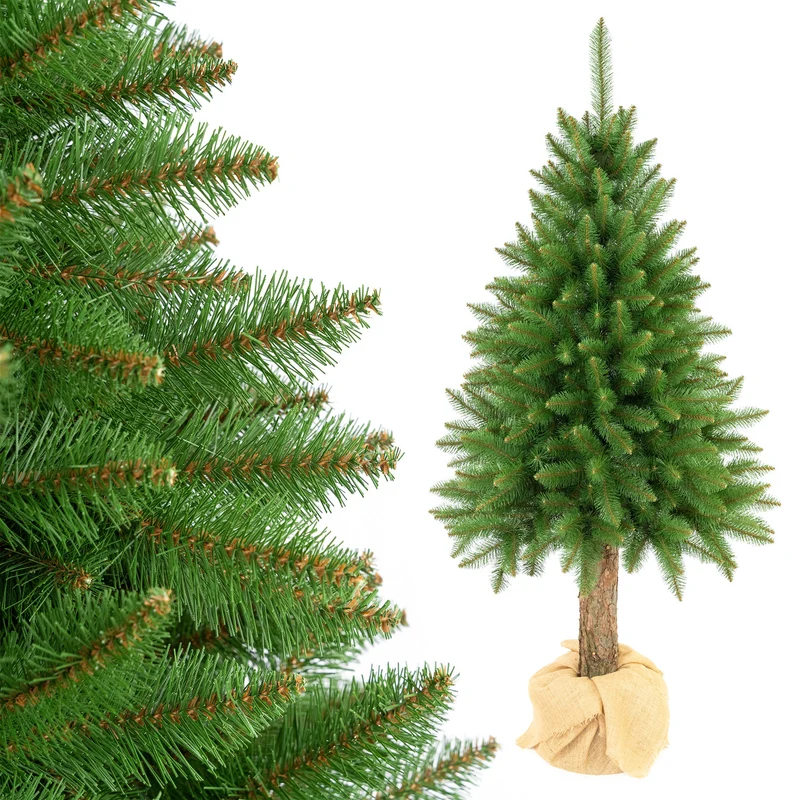 Premium-julgran av gran på stubbe, 160 cm, tät och naturtrogen, Damich