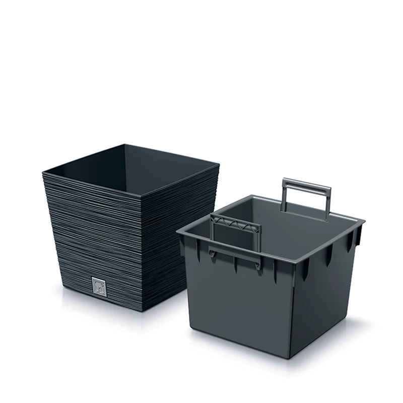 Prosperplast Furu Square Low Blomkruka Med Insats 24 x 24 x 23,5 cm Kapacitet 7,5L Antracit