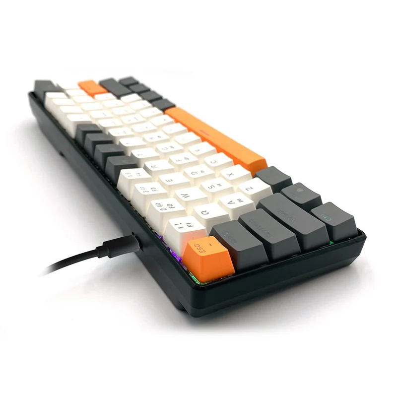 ZONE 61 – Mekanisk gamingtangentbord av typen short 60 %, mekaniska silent RED-brytare, färgad bakgrundsbelysning, 61 tangenter, USB-C, Mediatech