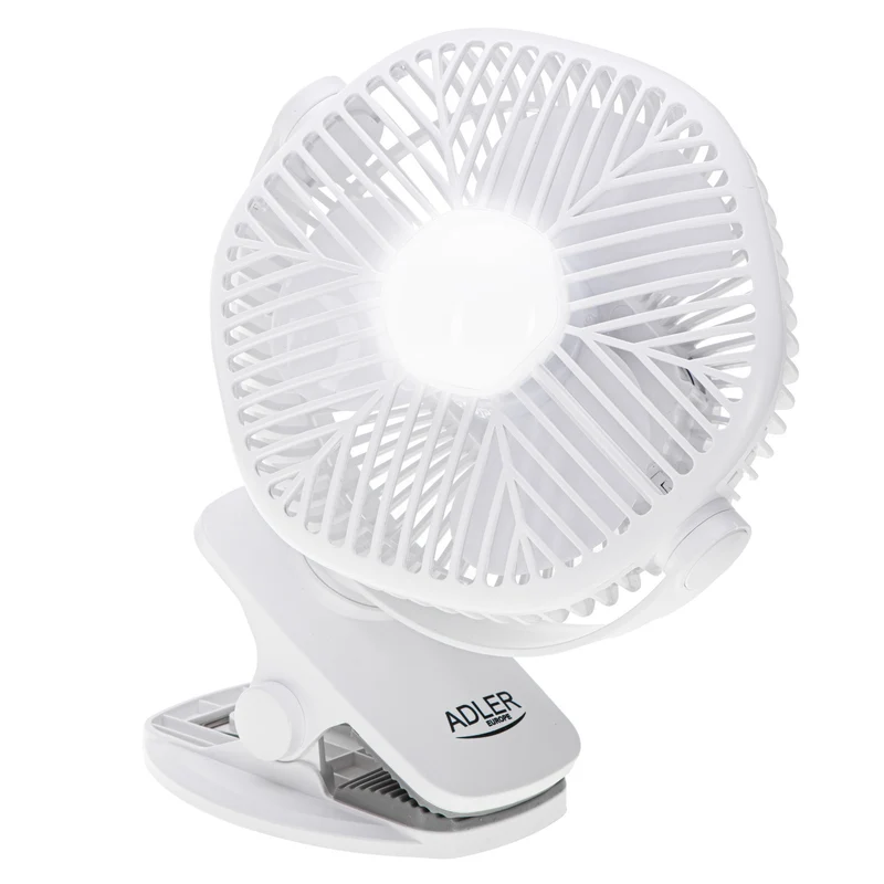 Batteridriven fläkt 5"/12,7 cm med klämma – USB/LED, AD 7335, Adler
