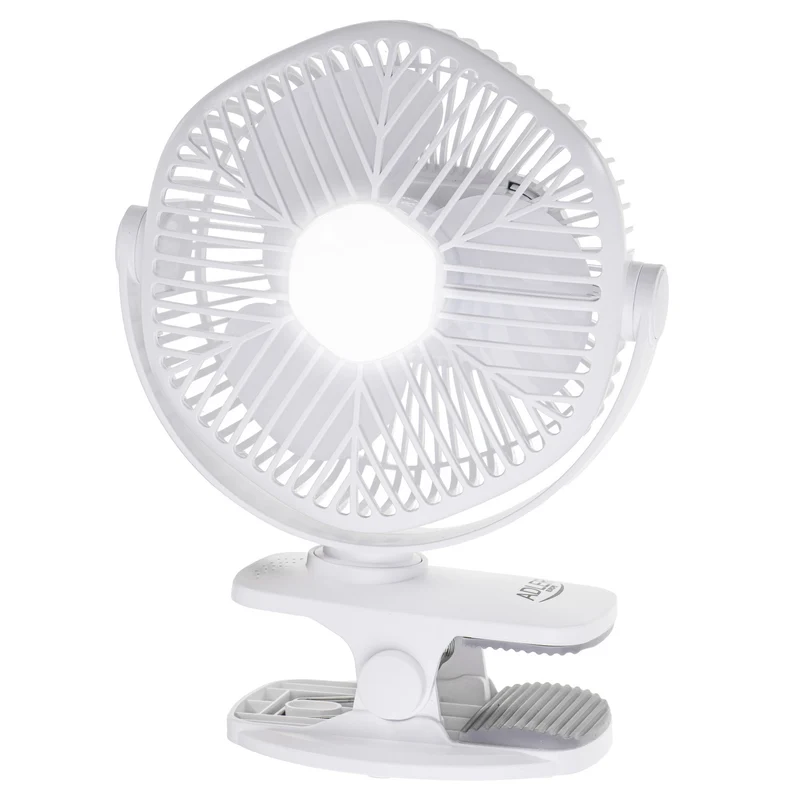 Batteridriven fläkt 5"/12,7 cm med klämma – USB/LED, AD 7335, Adler