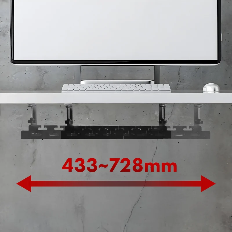 Maclean kabelhanterare under skrivbord, max. belastning 5 kg, max. 728 mm, svart, MC-103 B