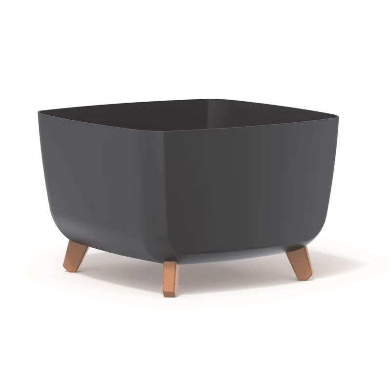 Prosperplast Gracia Square Flowerpot Med Avtagbara Ben Inkl. Insats För Inomhus- Och Utomhusbruk Square Planter Plastic UV-Beständig 39x39x27cm Antracit