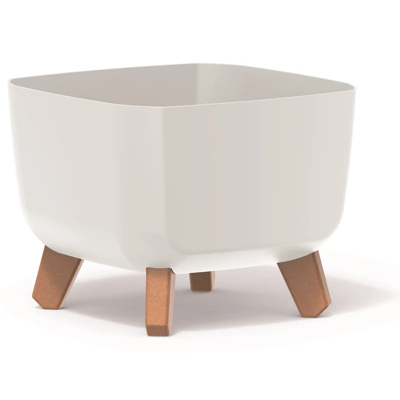 Prosperplast Gracia Square Blomkruka Med Avtagbara Ben Inkl. Insats För Inomhus Och Utomhusbruk Square Planter Plastic UV-Beständig 24x24x18,7cm Vit