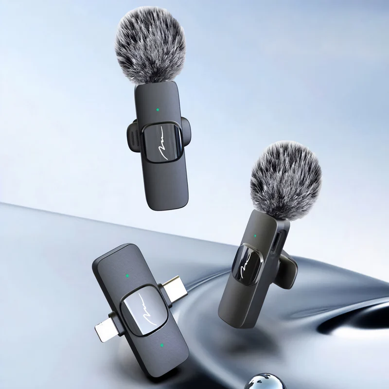 MICRO-MIC DUO – 2x trådlös mikrofon med klämma (set), för iOS och Android (OTG), mini, superkänslig. USB-C och LIGHTNING, Mediatech