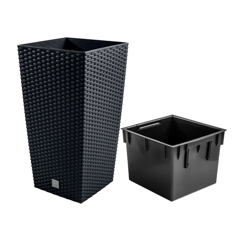 Blomkruka med insats Prosperplast Rato Square antracitfärg DRTS240-S433