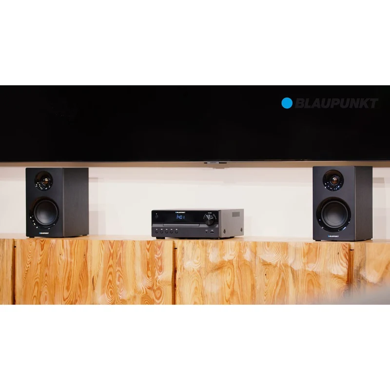 Blaupunkt mikrosystem, effekt 240 W, HDMI/CD/USB/FM/BT/PLL, parametrisk ljudekvaliserare, LED-display, klock- och väckarfunktion, svart, MS55SUB