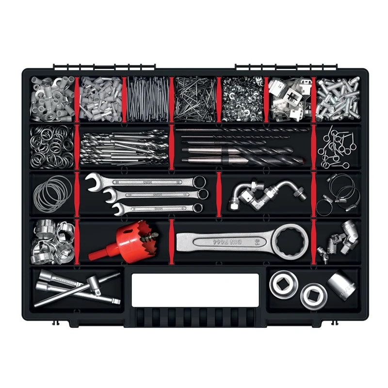 Kistenberg Nors 40 KNO40305S Tool Organizer Verktygslåda Med 26 Avtagbara Fack Transparent Lock 399x303x50mm
