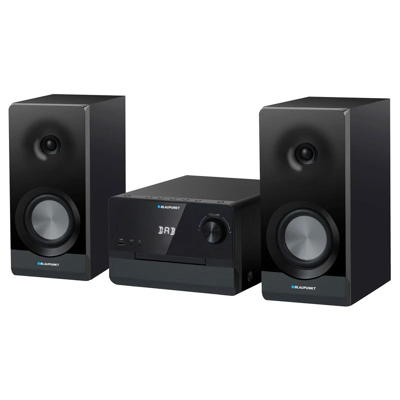 Blaupunkt mikrotorn, effekt 100 W RMS, DAB+-tuner, LED-display, FM-radio, teleskopantenn ingår, HDMI ARC-anslutning, CD/MP3/USB/BT, klocka med alarmfunktion, MS49DAB