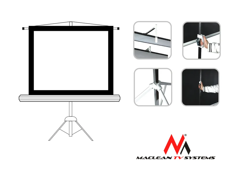 Projektionsskärm på stativ 112", 1:1, 200x200 Maclean MC-680