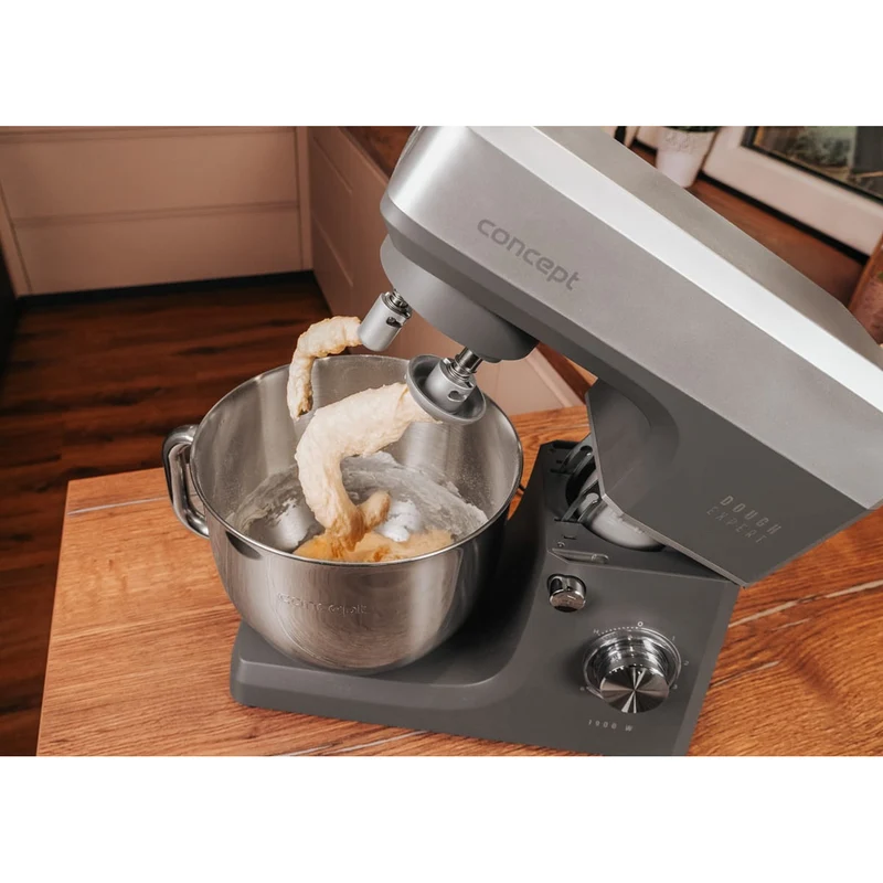 Concept Dough Expert köksrobot med planetväxel, effekt 1900 W, dubbel degkrok, uppvärmningsfunktion för skålen, 6 olika hastigheter, RM6010
