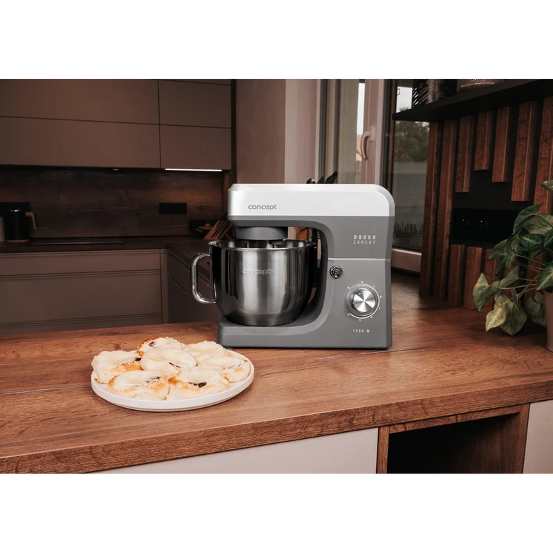 Concept Dough Expert köksrobot med planetväxel, effekt 1900 W, dubbel degkrok, uppvärmningsfunktion för skålen, 6 olika hastigheter, RM6010