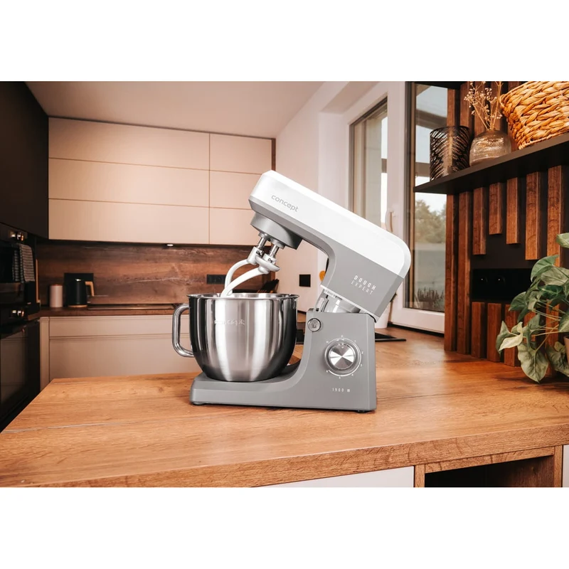 Concept Dough Expert köksrobot med planetväxel, effekt 1900 W, dubbel degkrok, uppvärmningsfunktion för skålen, 6 olika hastigheter, RM6010