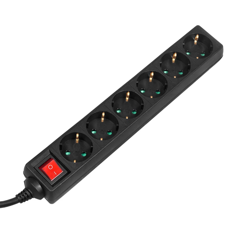 Maclean Energy MCE195G - Uttagslåda 6-vägs 5m Svart