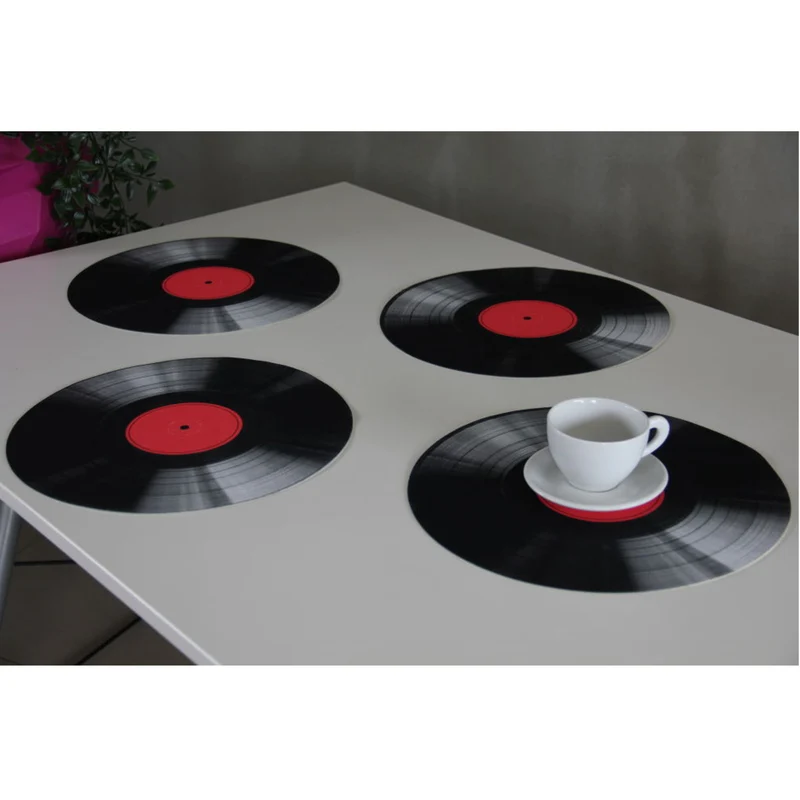 Bertoni bordsunderläggsset, 4 delar, rund, 33 cm, Vinyl