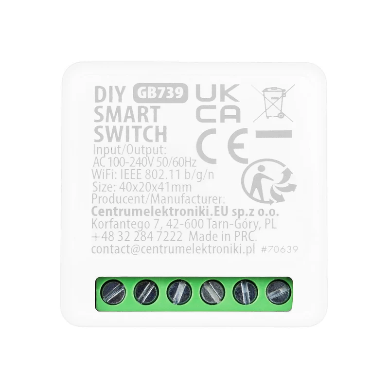 GreenBlue WiFi-relä för infälld montering, Android/iOS/Alexa/Google Home, 100–240 V växelström, 50/60 Hz, max. 16 A, för LED 150 W, GB739, 2 st.