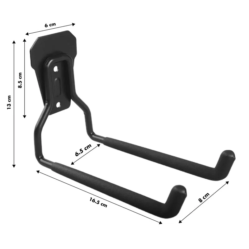 2x väggfäste stål garage krok