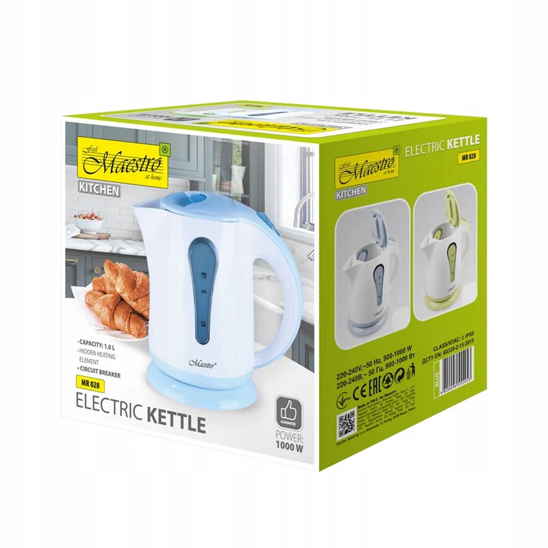 Maestro vattenkokare, 1000W, 1l, blå, MR028