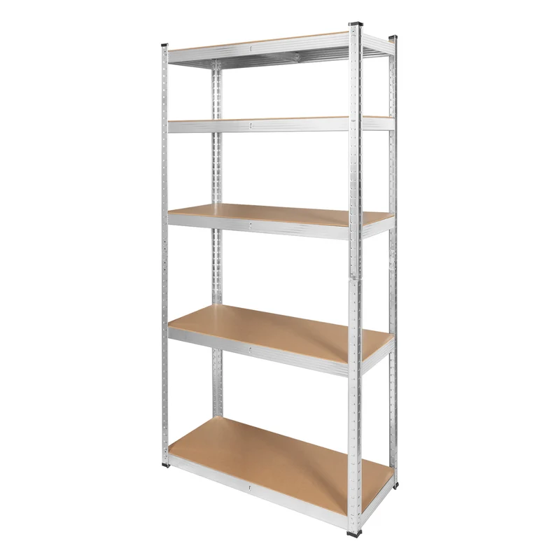 Lagerhylla i metall, 5 hyllplan, maximal belastning upp till 750 kg, 180x90x40, silverfärgad Rebel, 2 stycken
