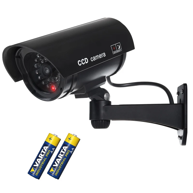 Dummy-kamera med blinkande LED IR1100 B IR extern + 2x Varta Industrial AA-batterier